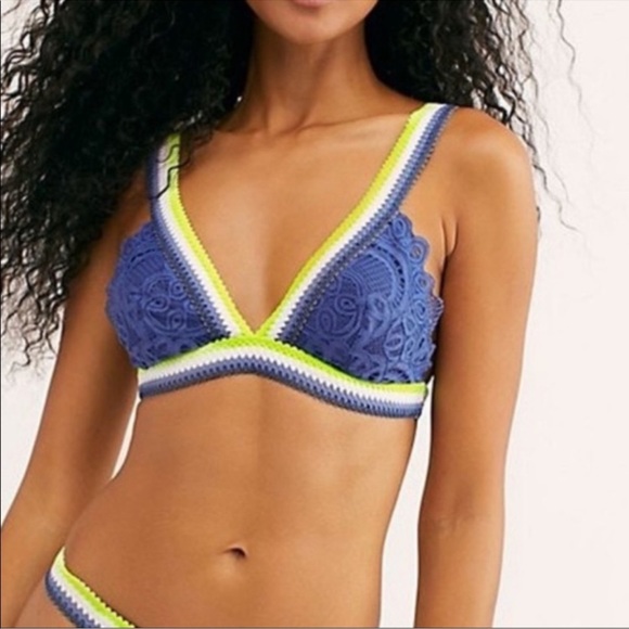 Free People Mika Lace Bralette Blue Size Large - Picture 8 of 8